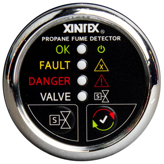 Fireboy-Xintex Propane Fume Detector w/Automatic Shut-Off  Plastic Sensor - No Solenoid Valve - Chrome Bezel Display [P-1CNV-R] - Twin Screws Marine Service