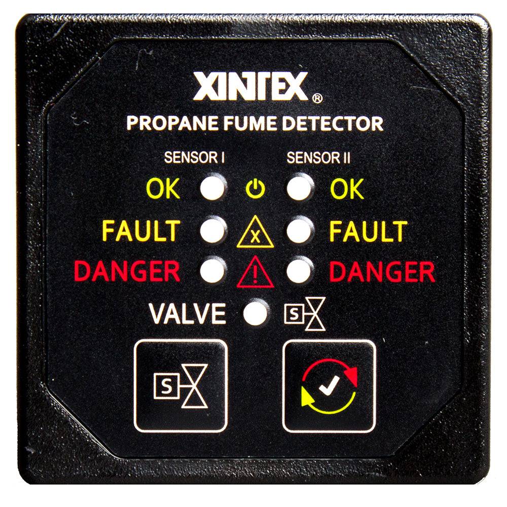 Fireboy-Xintex Propane Fume Detector  Alarm w/2 Plastic Sensors  Solenoid Valve - Square Black Bezel Display [P-2BS-R] - Twin Screws Marine Service