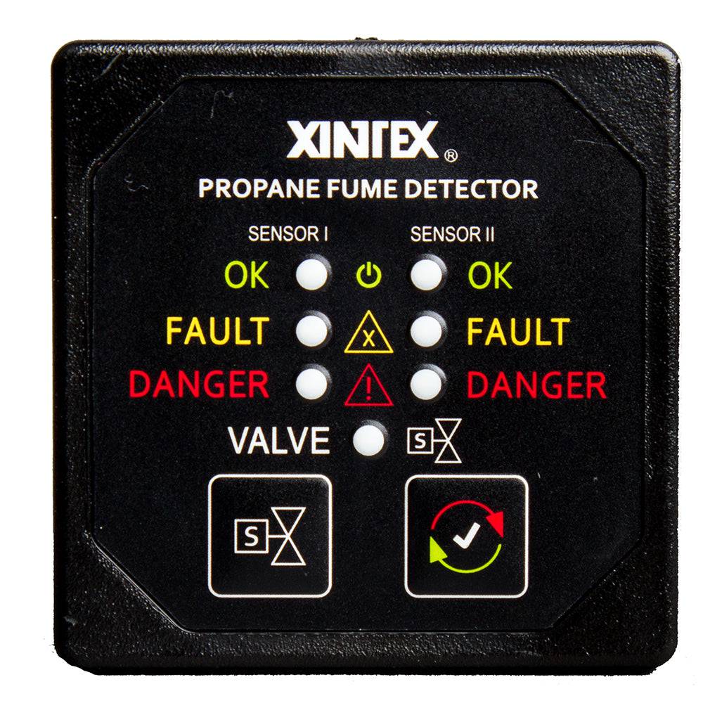 Fireboy-Xintex Propane Fume Detector w/2 Plastic Sensors - No Solenoid Valve - Square Black Bezel Display [P-2BNV-R] - Twin Screws Marine Service