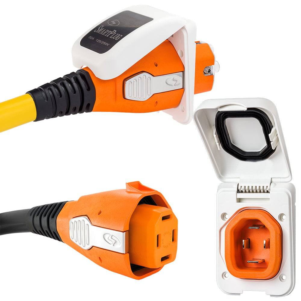SmartPlug 50 AMP Inlet  Female Cord Connector Combo - White [B50ASSYPW] - Twin Screws Marine Service