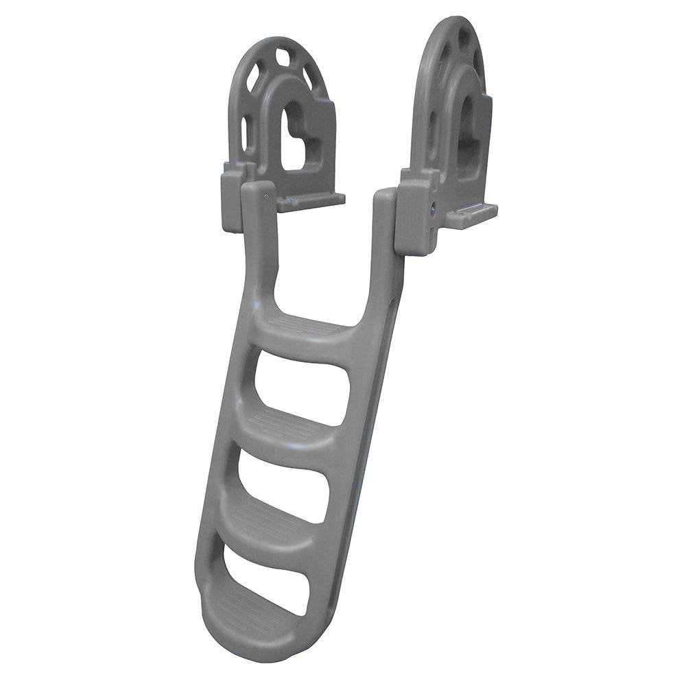 Dock Edge Stand-Off Flip-Up Polyethylene Roto Molded 4-Step Dock Ladder - Grey [2084-F] - Twin Screws Marine Service