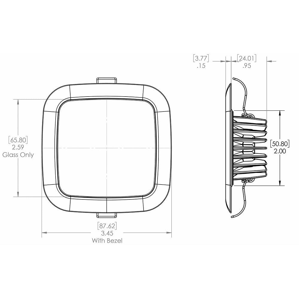 Lumitec Square Mirage Down Light - White Dimming, Red/Blue Non-Dimming - Polished Bezel [116118] - Twin Screws Marine Service