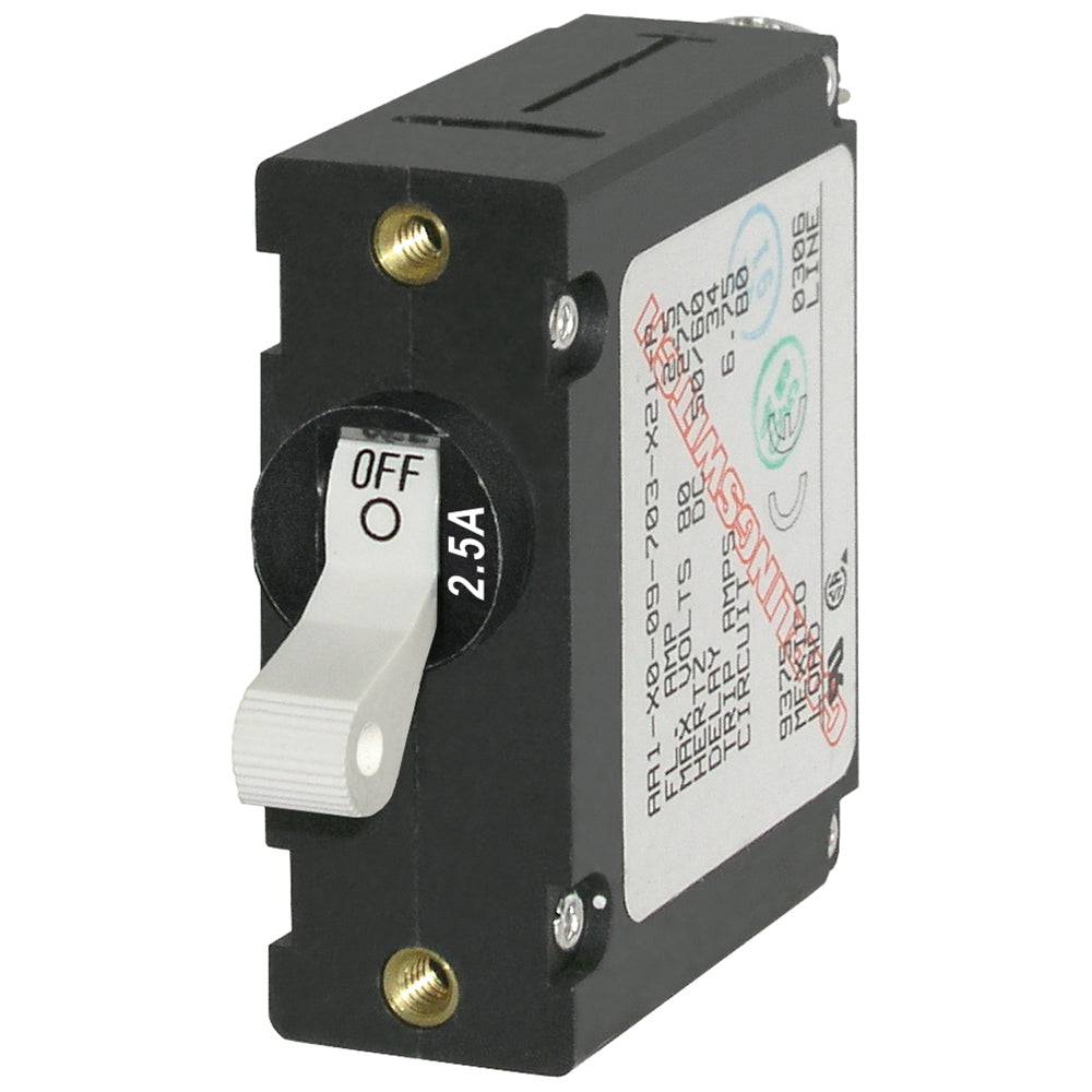 Blue Sea 7197 A-Series White Toggle Circuit Breaker - Single Pole 2.5A [7197] - Twin Screws Marine Service