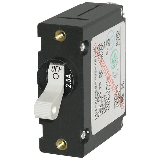 Blue Sea 7197 A-Series White Toggle Circuit Breaker - Single Pole 2.5A [7197] - Twin Screws Marine Service
