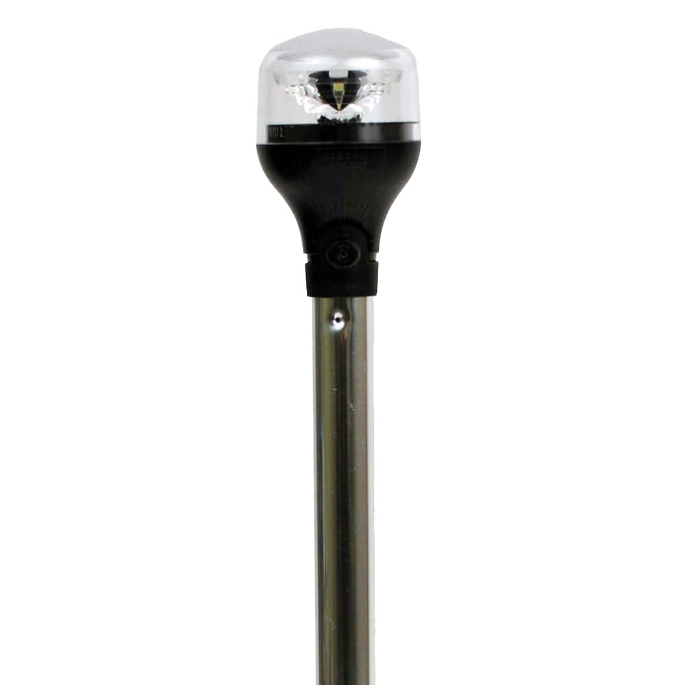 Attwood LightArmor Plug-In All-Around Light - 20" Aluminum Pole - Black Horizontal Composite Base w/Adapter [5550-PA20-7] - Twin Screws Marine Service