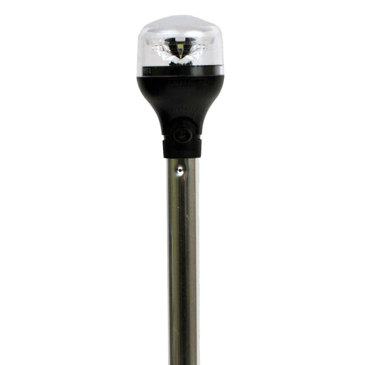 Attwood LightArmor All-Around Light - 12" Aluminum Pole - Black Vertical Composite Base w/Adapter [5557-PV12A7] - Twin Screws Marine Service