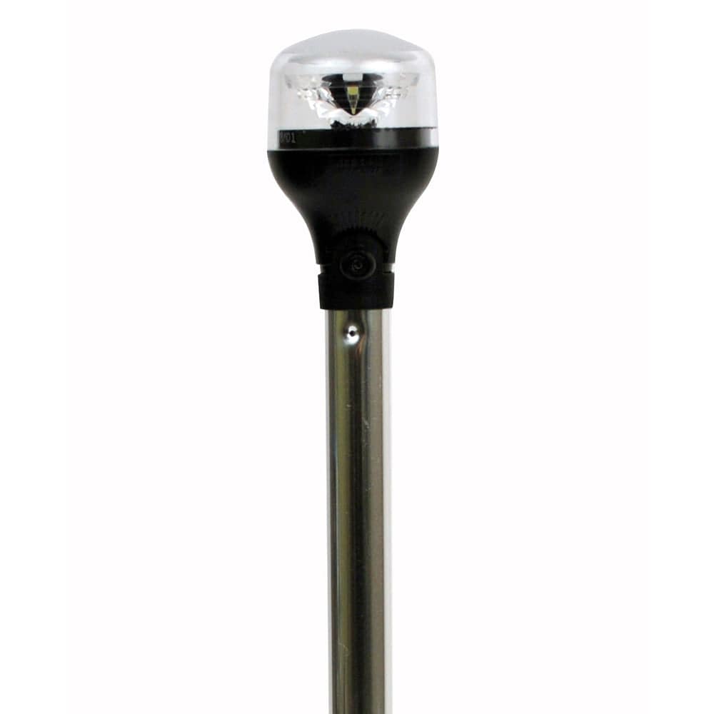 Attwood LightArmor All-Around Light - 20" Aluminum Pole - Black Vertical Composite Base w/Adapter [5551-PA20-7] - Twin Screws Marine Service