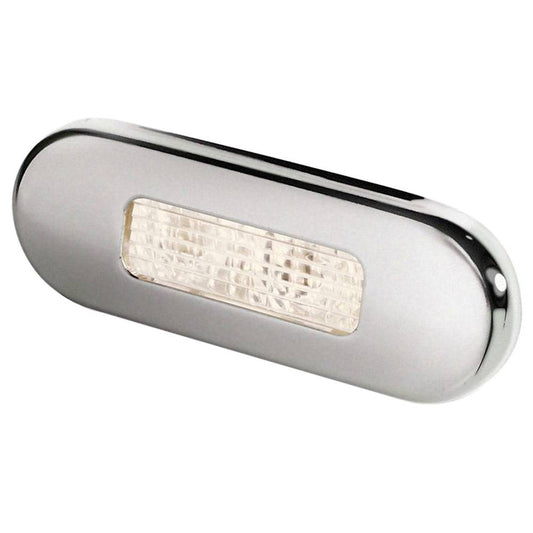 Hella Marine Surface Mount Oblong LED Courtesy Lamp - Warm White LED - Stainless Steel Bezel [980869401] - Twin Screws Marine Service