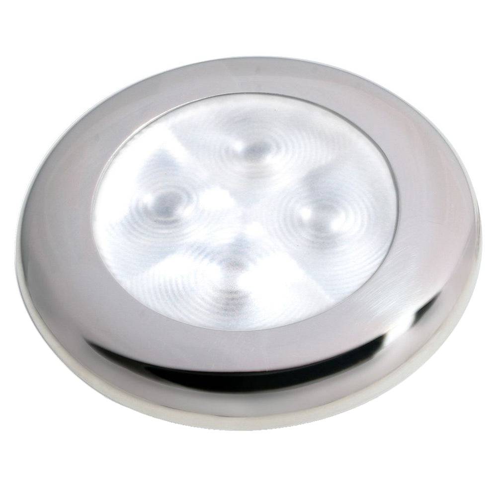 Hella Marine Slim Line LED 'Enhanced Brightness' Round Courtesy Lamp - White LED - Stainless Steel Bezel - 12V [980500521] - Twin Screws Marine Service