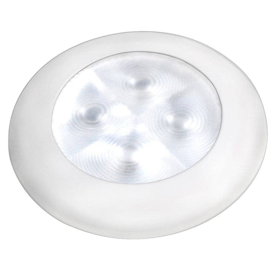 Hella Marine Slim Line LED 'Enhanced Brightness' Round Courtesy Lamp - White LED - White Plastic Bezel - 12V [980500541] - Twin Screws Marine Service