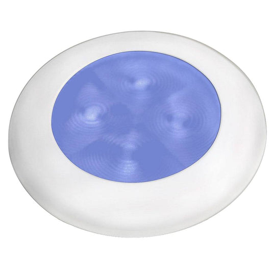 Hella Marine Slim Line LED 'Enhanced Brightness' Round Courtesy Lamp - Blue LED - White Plastic Bezel - 12V [980502241] - Twin Screws Marine Service