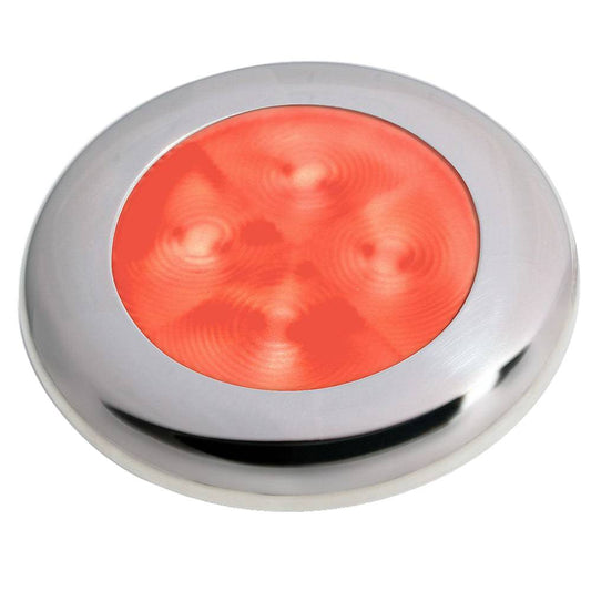 Hella Marine Slim Line LED 'Enhanced Brightness' Round Courtesy Lamp - Red LED - Stainless Steel Bezel - 12V [980507221] - Twin Screws Marine Service