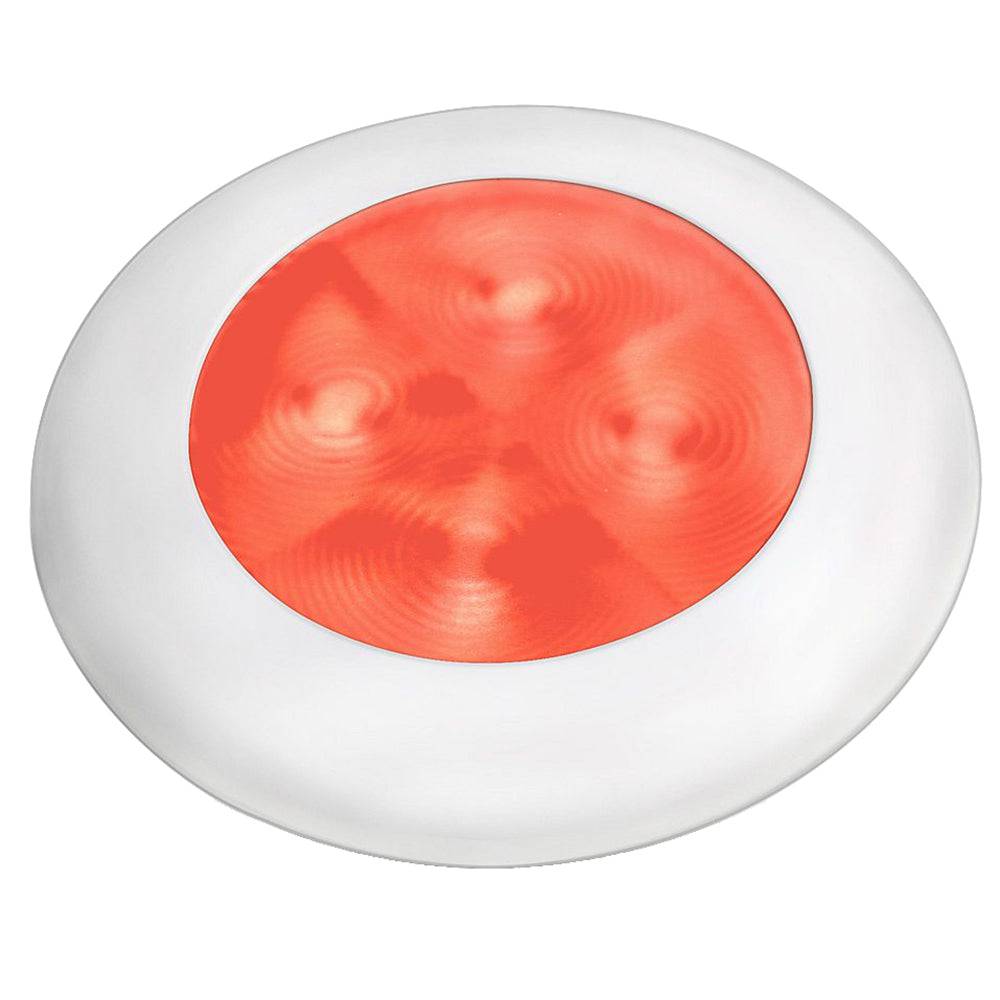 Hella Marine Slim Line LED 'Enhanced Brightness' Round Courtesy Lamp - Red LED - White Plastic Bezel - 12V [980507241] - Twin Screws Marine Service