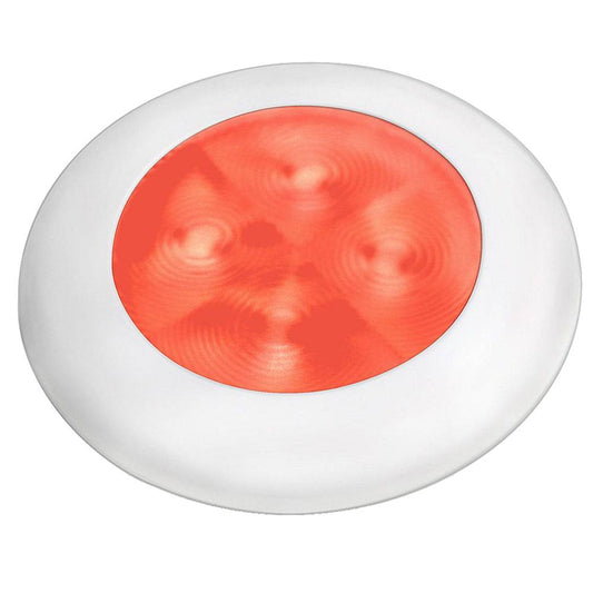 Hella Marine Slim Line LED 'Enhanced Brightness' Round Courtesy Lamp - Red LED - White Plastic Bezel - 12V [980507241] - Twin Screws Marine Service