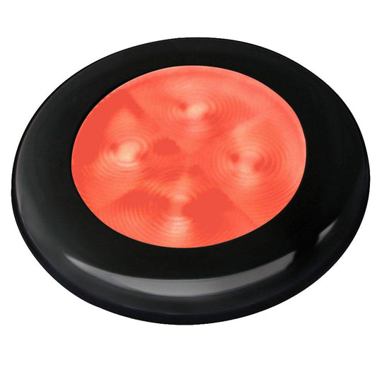 Hella Marine Slim Line LED 'Enhanced Brightness' Round Courtesy Lamp - Red LED - Black Plastic Bezel - 12V [980507251] - Twin Screws Marine Service