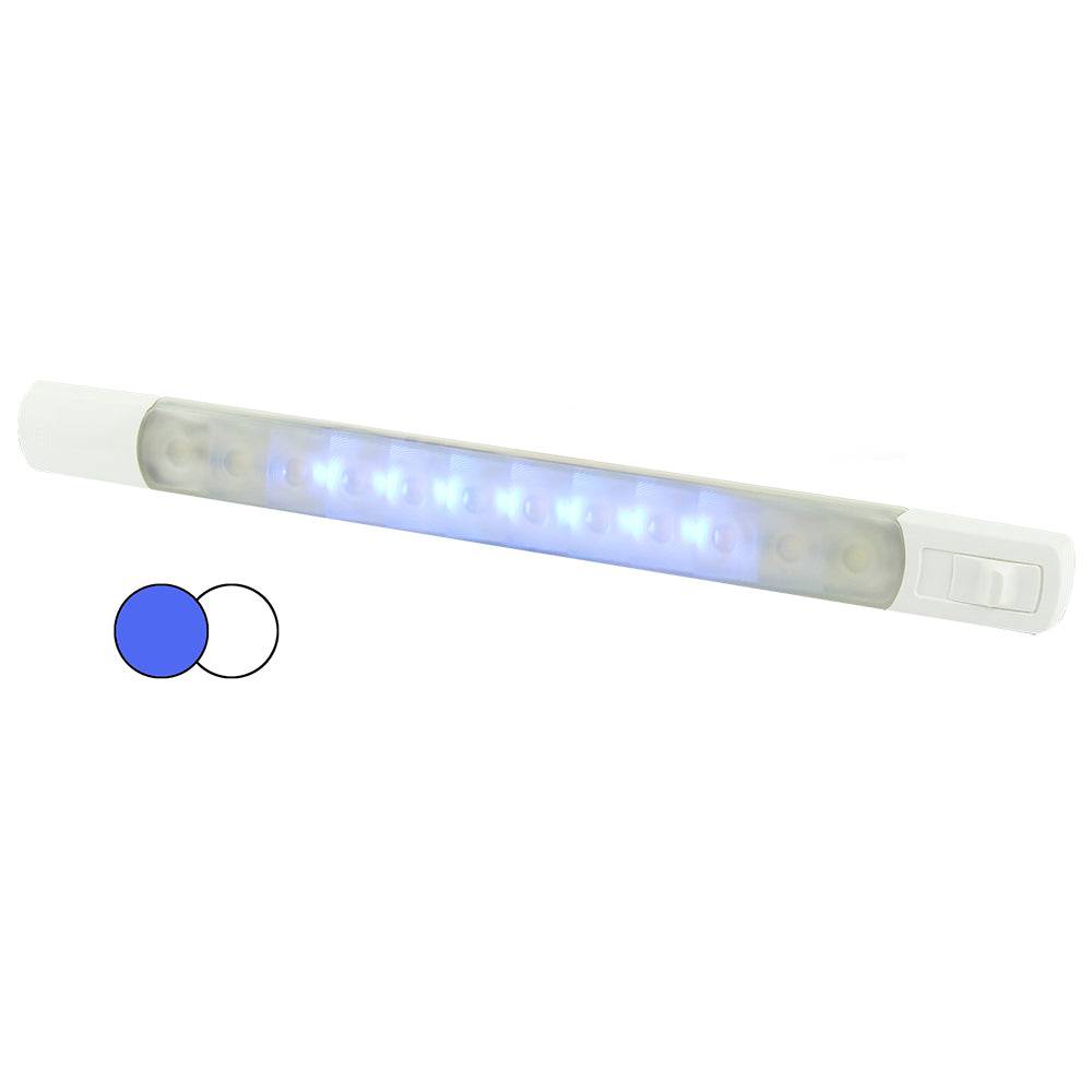 Hella Marine Surface Strip Light w/Switch - White/Blue LEDs - 12V [958121011] - Twin Screws Marine Service