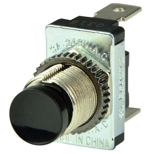 BEP Black SPST Momentary Contact Switch - OFF/(ON) [1001402] - Twin Screws Marine Service