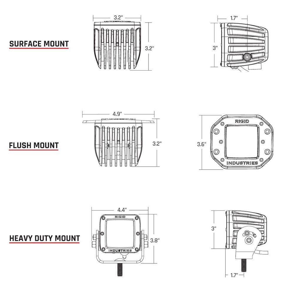 RIGID Industries D-Series PRO Flush Mount - Spot LED - Midnight Edition - Pair - Black [212213BLK] - Twin Screws Marine Service