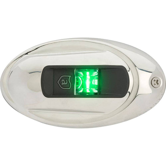 Attwood LightArmor Vertical Surface Mount Navigation Light - Oval - Starboard (green) - Stainless Steel - 2NM [NV4012SSG-7] - Twin Screws Marine Service