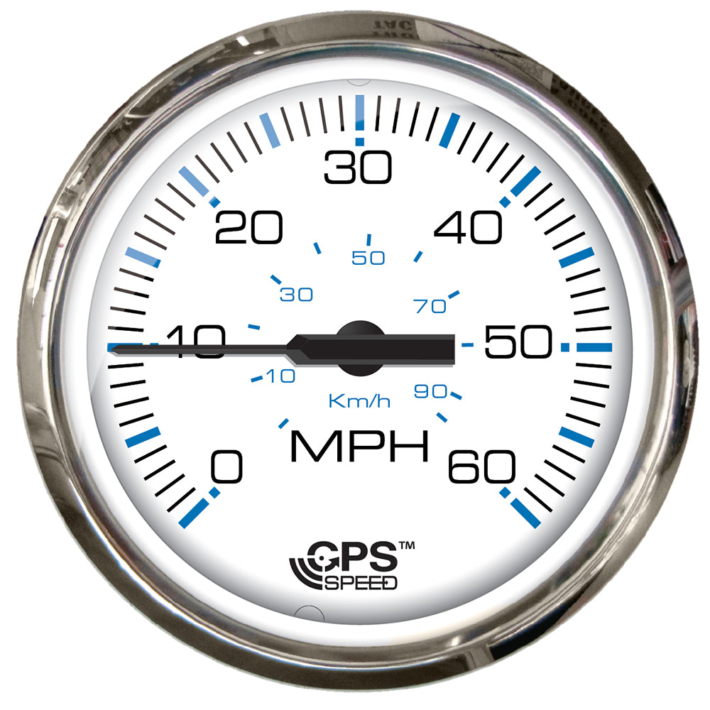 Faria Chesapeake White SS 4" Studded Speedometer - 60MPH (GPS) [33839] - Twin Screws Marine Service