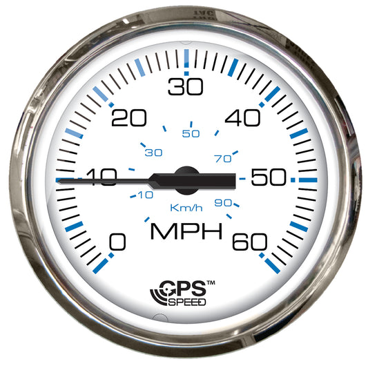 Faria Chesapeake White SS 4" Studded Speedometer - 60MPH (GPS) [33839] - Twin Screws Marine Service