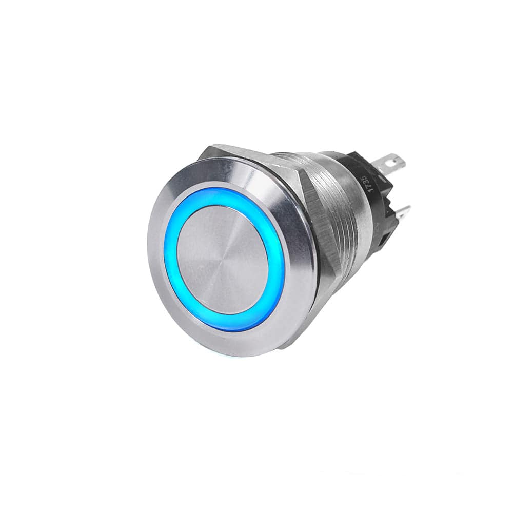 Blue Sea 4161 SS Push Button Switch - Off-(On) - Blue - 10A [4161] - Twin Screws Marine Service