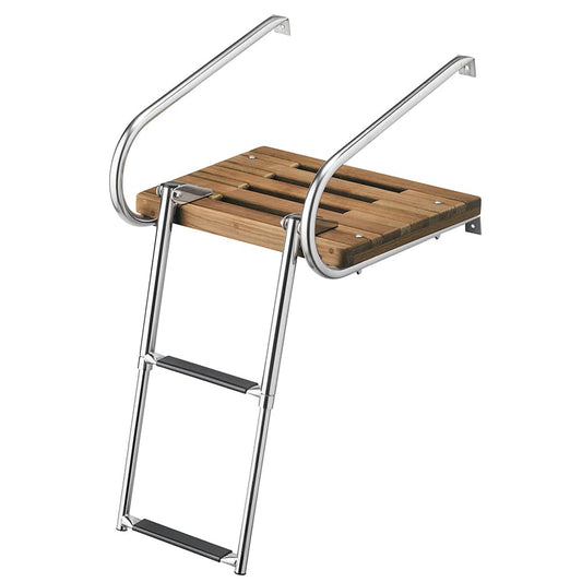 Whitecap Teak Swim Platform w/2-Step Telescoping Ladder f/Boats w/Inboard/Outboard Motors [68904] - Twin Screws Marine Service