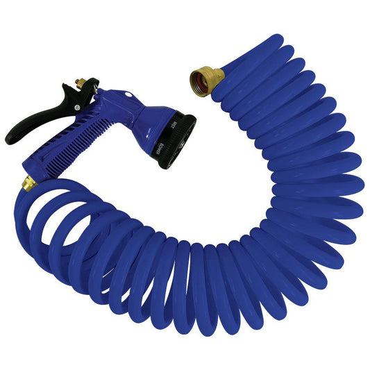 Whitecap 15 Blue Coiled Hose w/Adjustable Nozzle [P-0440B] - Twin Screws Marine Service