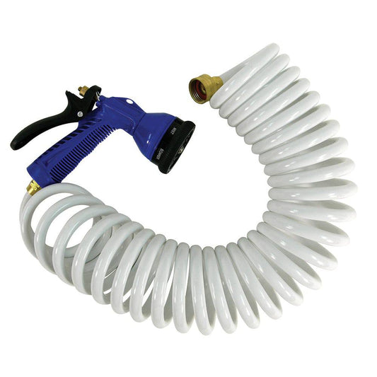 Whitecap 15 White Coiled Hose w/Adjustable Nozzle [P-0440] - Twin Screws Marine Service