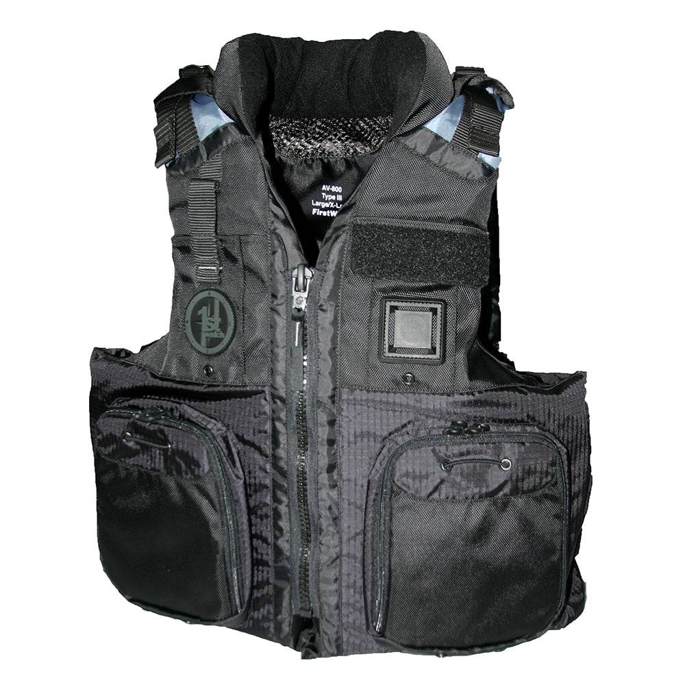 First Watch AV-800 Four Pocket Flotation Vest - Black - Large to XL [AV-800-BK-L/XL] - Twin Screws Marine Service