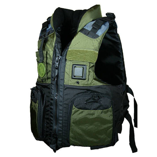 First Watch AV-800 Four Pocket Flotation Vest - OD Green - Large to XL [AV-800-GN-L/XL] - Twin Screws Marine Service