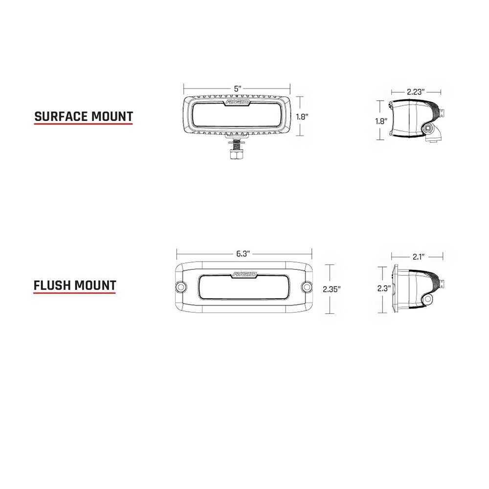 RIGID Industries SR-Q PRO Back Up Light Kit - Surface Mount Diffused - Pair - Black [980023] - Twin Screws Marine Service