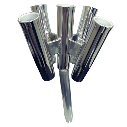 Tigress Five Rod Cluster - Bent Butt - Polished Aluminum [88157-2] - Twin Screws Marine Service