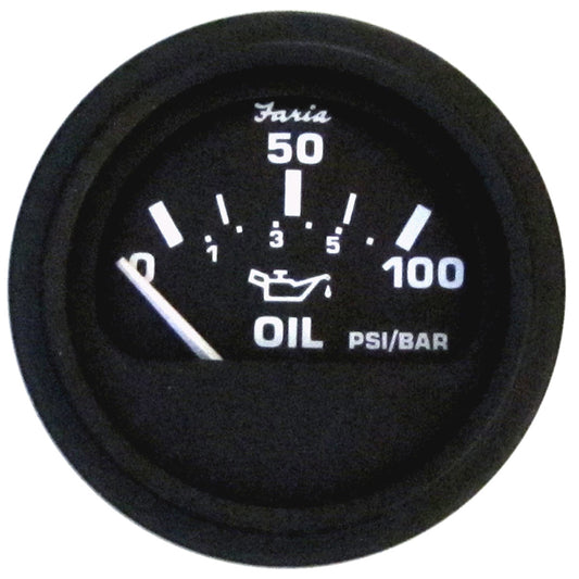 Faria Euro Black 2" Oil Pressure Gauge (100 PSI) [12845] - Twin Screws Marine Service