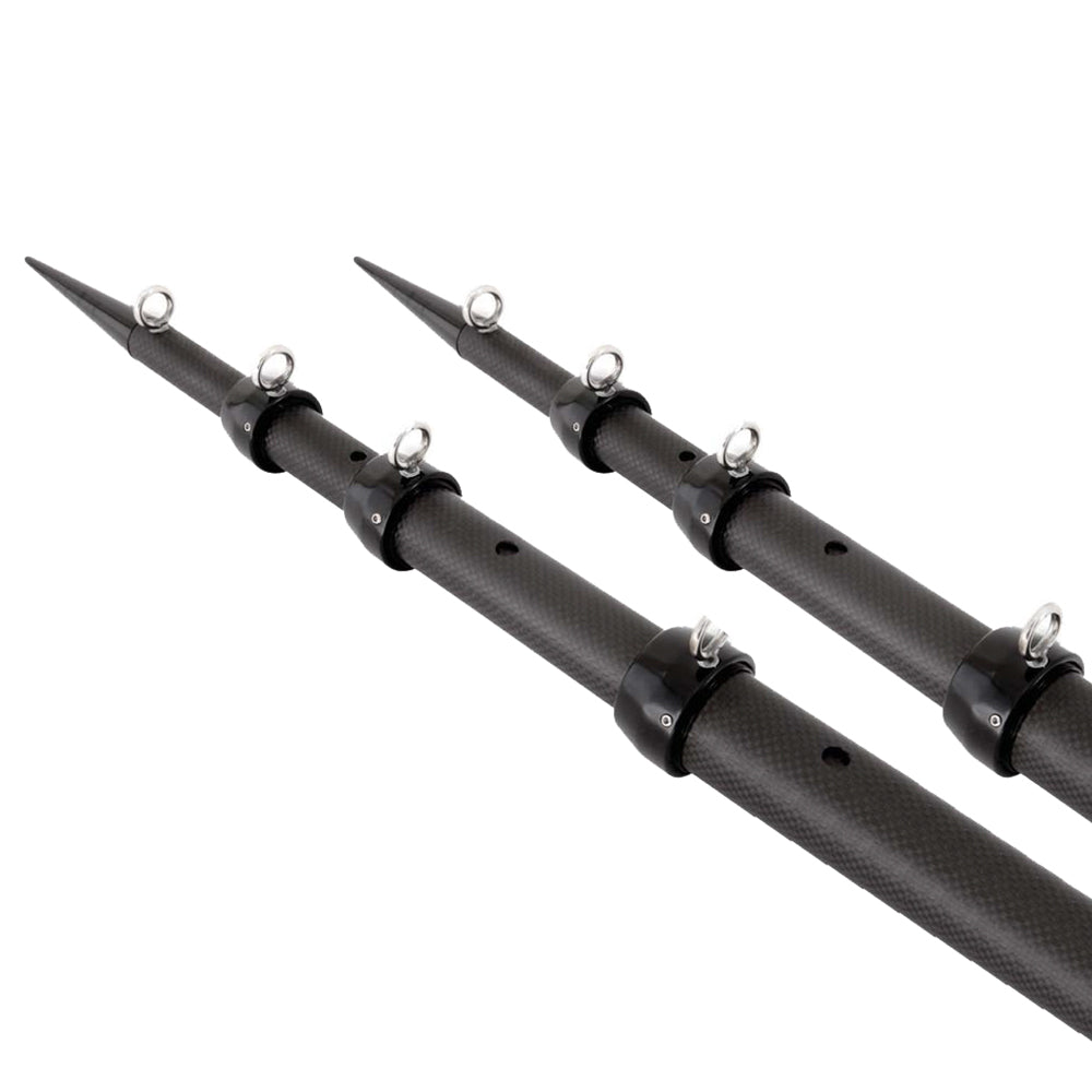 Tigress XD 3k Carbon Fiber Telescoping Outrigger Poles - 18 feet - Matte Black/ Black - Pair [88679] - Twin Screws Marine Service