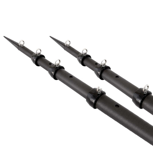 Tigress XD 3k Carbon Fiber Telescoping Outrigger Poles - 18 feet - Matte Black/ Black - Pair [88679] - Twin Screws Marine Service