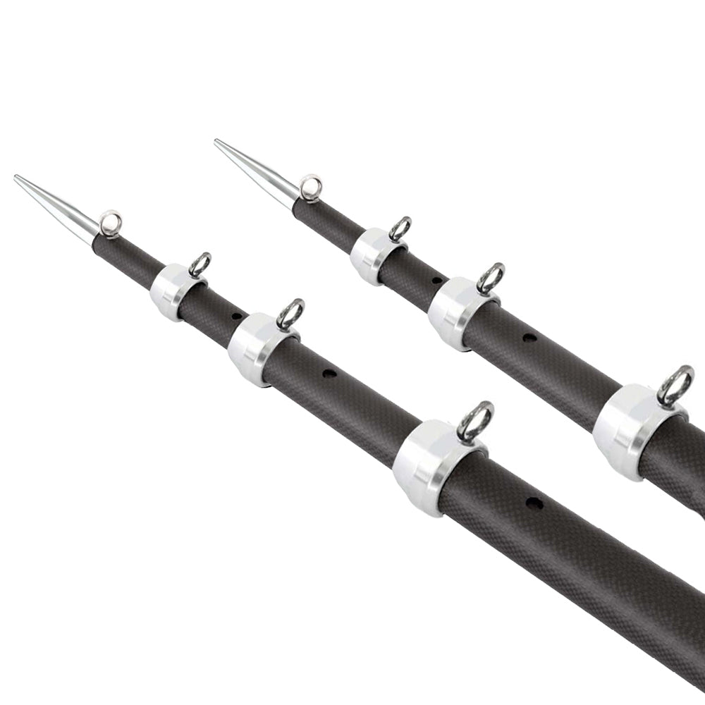 Tigress XD 3k Carbon Fiber Telescoping Outrigger Poles - 18 feet - Matte Black/ Silver - Pair [88679-1] - Twin Screws Marine Service