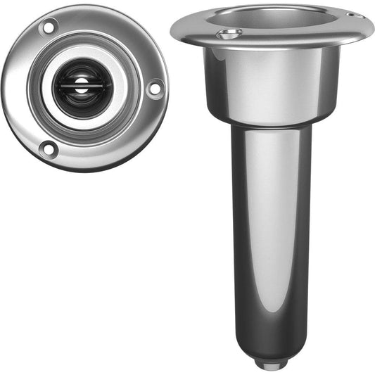 Mate Series Stainless Steel 0 Rod  Cup Holder - Drain - Round Top [C1000D] - Twin Screws Marine Service