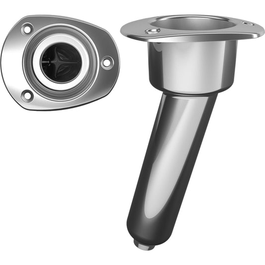 Mate Series Stainless Steel 15 Rod  Cup Holder - Drain - Oval Top [C2015D] - Twin Screws Marine Service