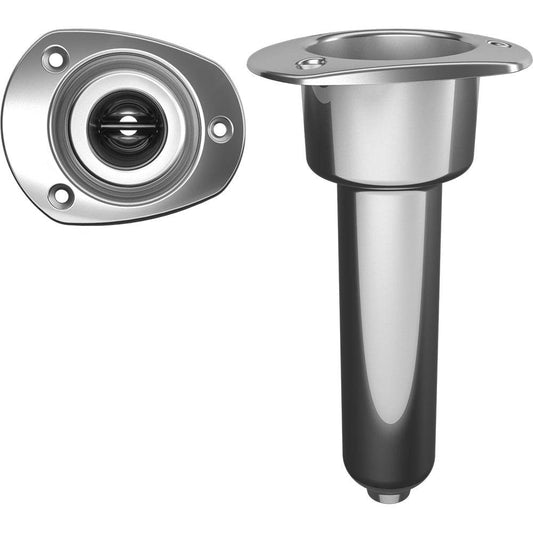 Mate Series Stainless Steel 0 Rod  Cup Holder - Drain - Oval Top [C2000D] - Twin Screws Marine Service