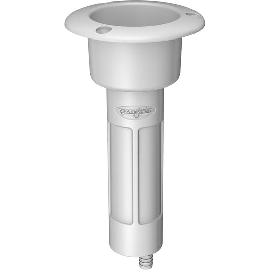 Mate Series Plastic 0 Rod  Cup Holder - Drain - Round Top - White [P1000DW] - Twin Screws Marine Service