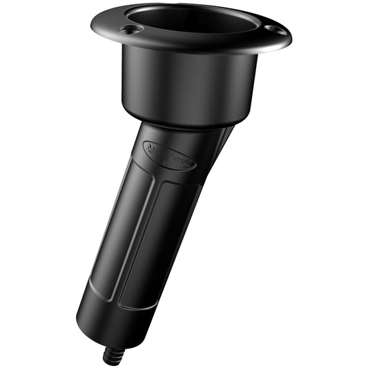 Mate Series Plastic 15 Rod  Cup Holder - Drain - Round Top - Black [P1015DB] - Twin Screws Marine Service