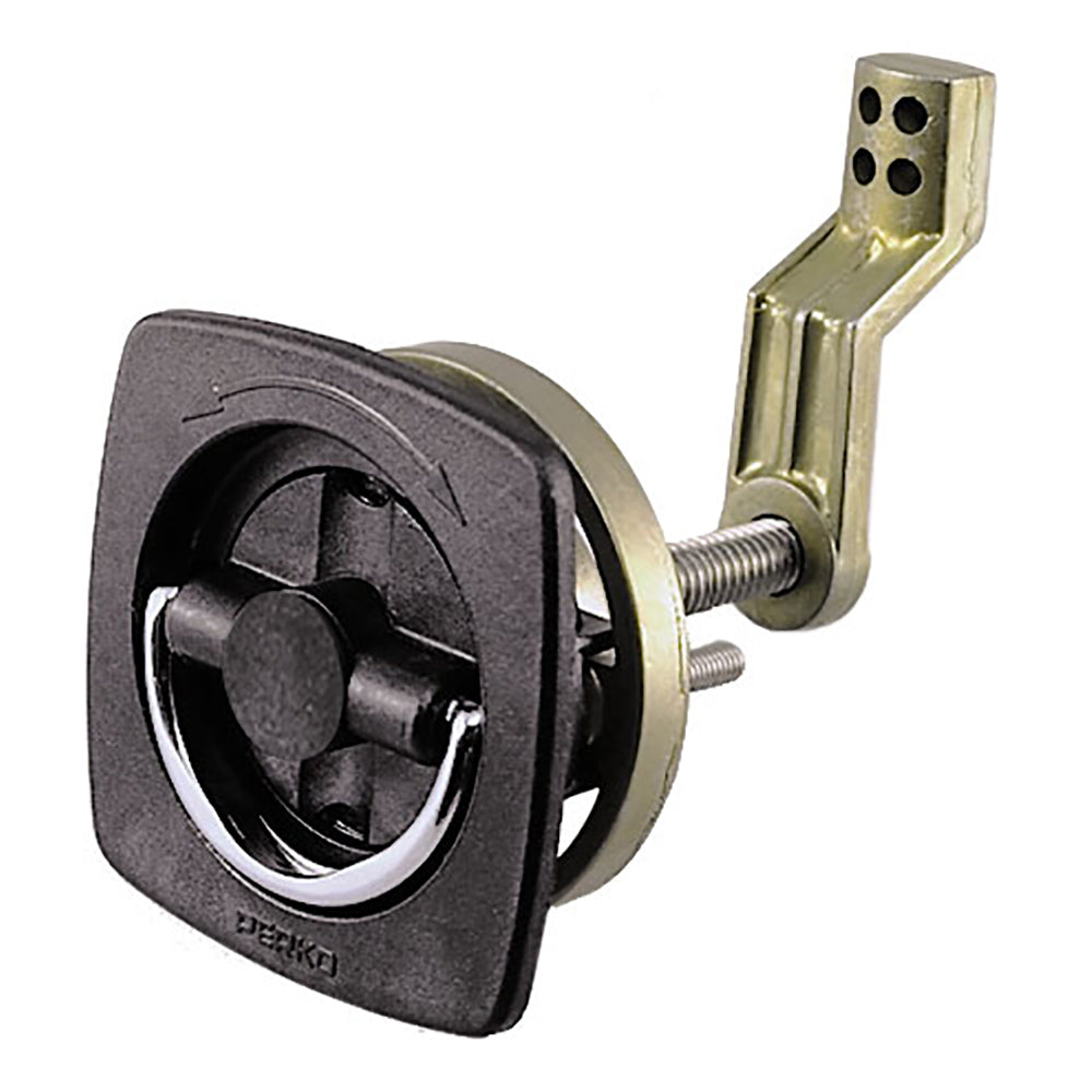 Perko Flush Latch - Non-Locking - 2.5" x 2.5" w/Offset Cam Bar  Flexible Polymer Strike [0932DP1BLK] - Twin Screws Marine Service