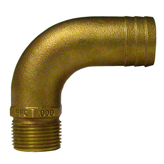 GROCO 1" NPT x 1-1/8" ID Bronze Full Flow 90 Elbow Pipe to Hose Fitting [FFC-1125] - Twin Screws Marine Service