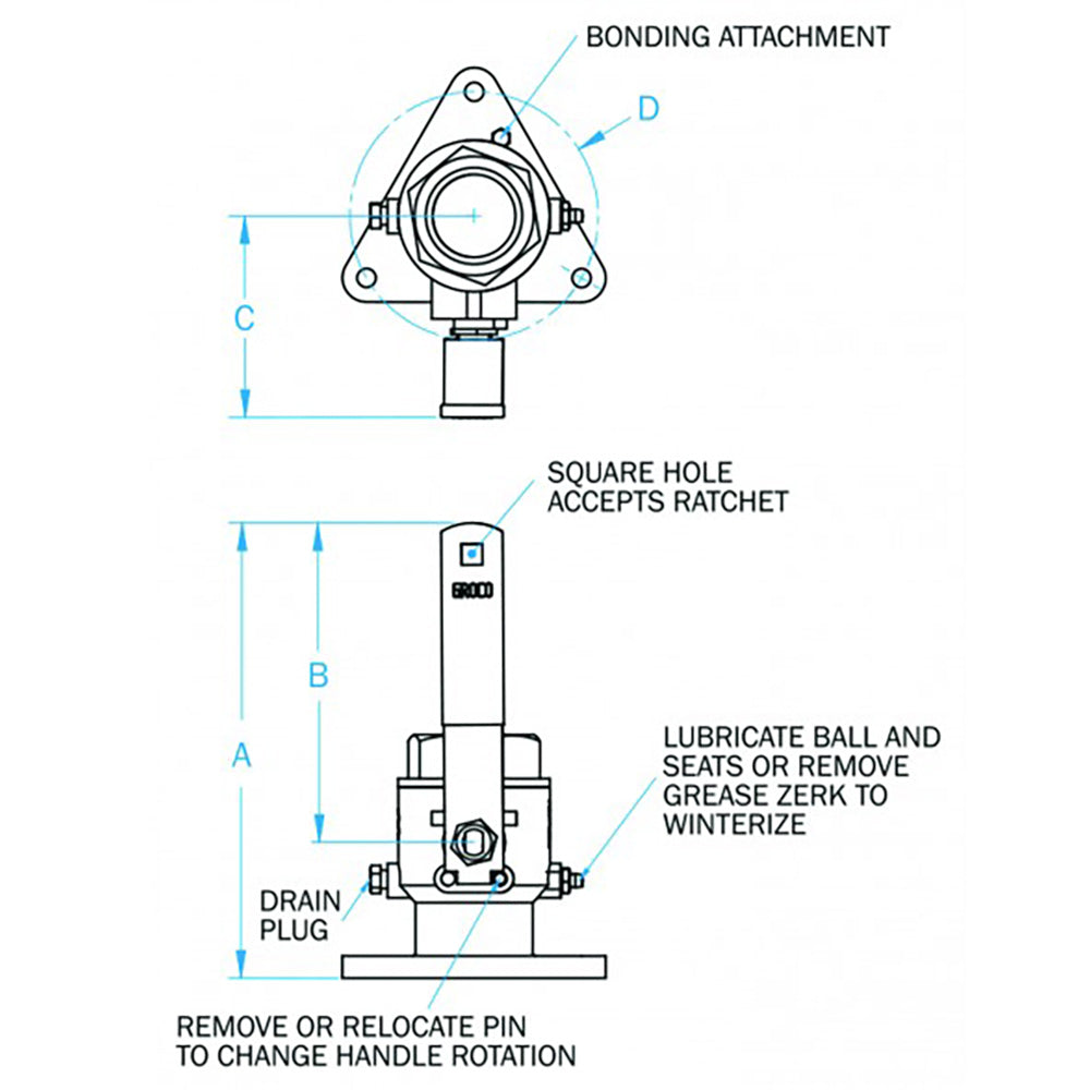 GROCO 3/4" Bronze Tri-Flanged Ball Valve/Seacock [FBV-750] - Twin Screws Marine Service