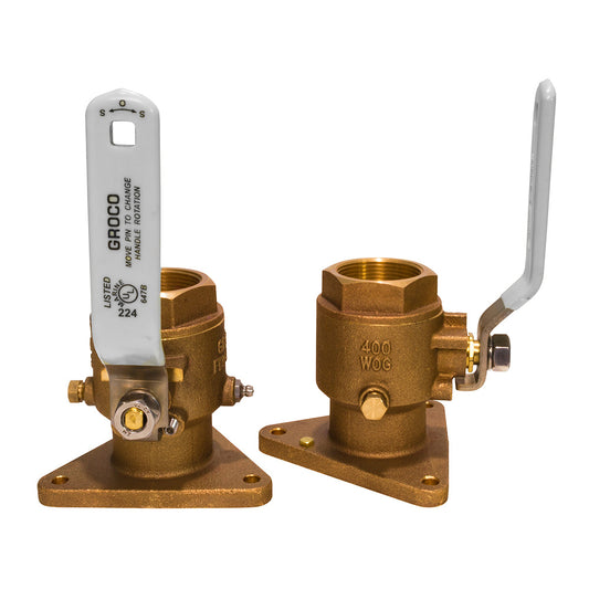 GROCO 1-1/2" Bronze Tri-Flanged Ball Valve/Seacock [FBV-1500] - Twin Screws Marine Service