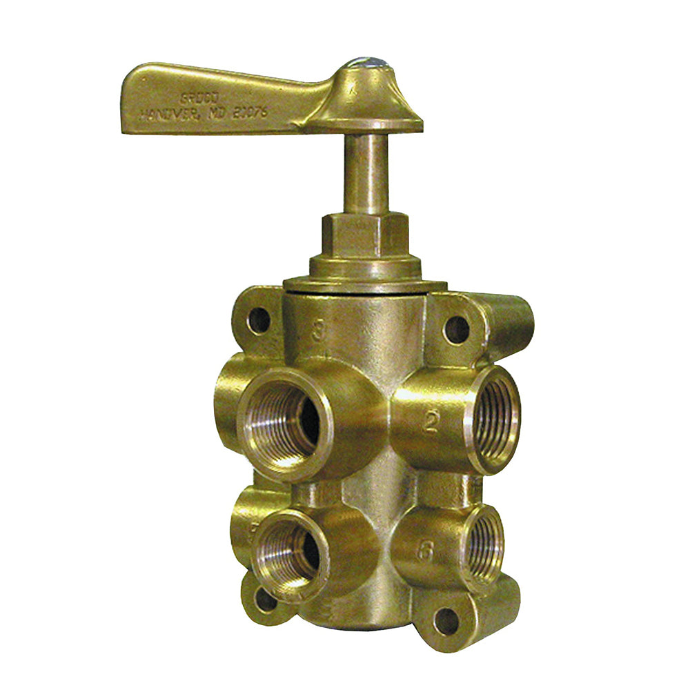 GROCO 6-Port NPT Bronze Fuel Valve 1/2" Main - 3/8" Return [FV-65038] - Twin Screws Marine Service
