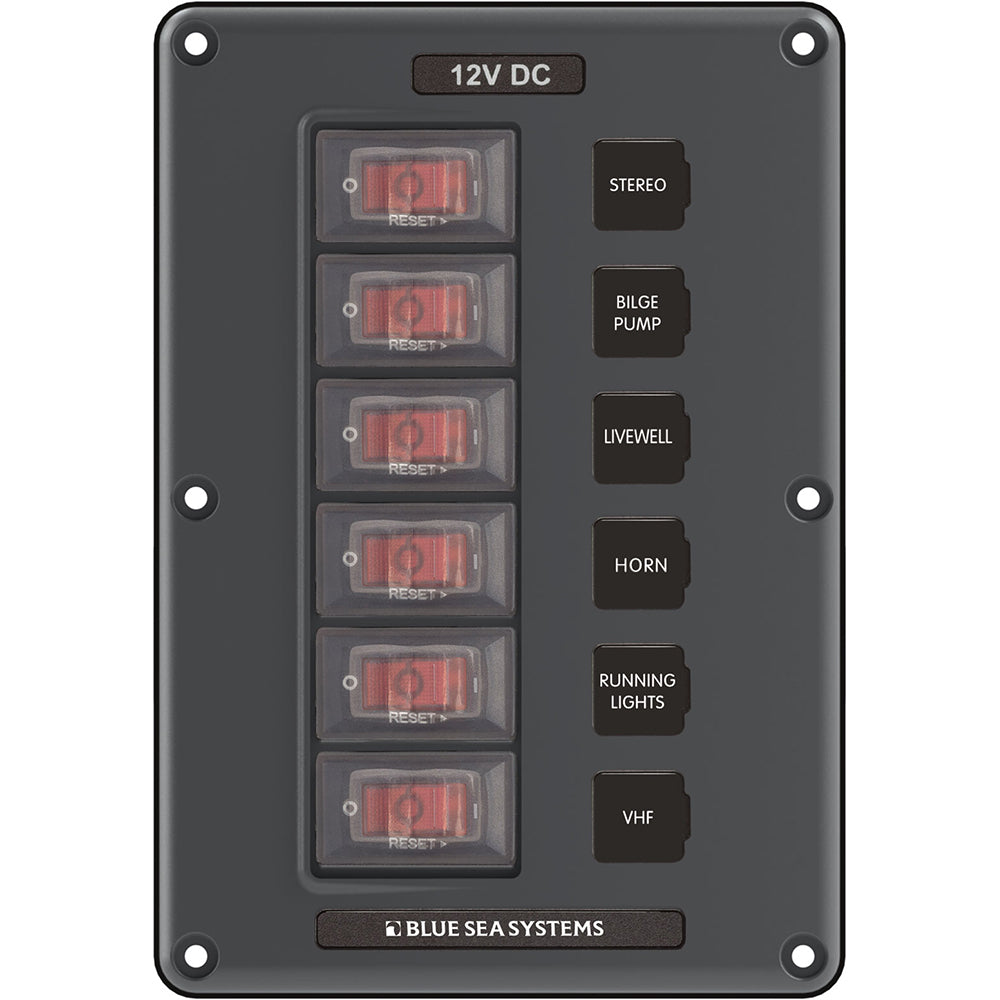 Blue Sea 4322 Circuit Breaker Switch Panel 6 Position - Gray [4322] - Twin Screws Marine Service