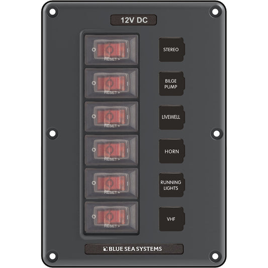 Blue Sea 4322 Circuit Breaker Switch Panel 6 Position - Gray [4322] - Twin Screws Marine Service