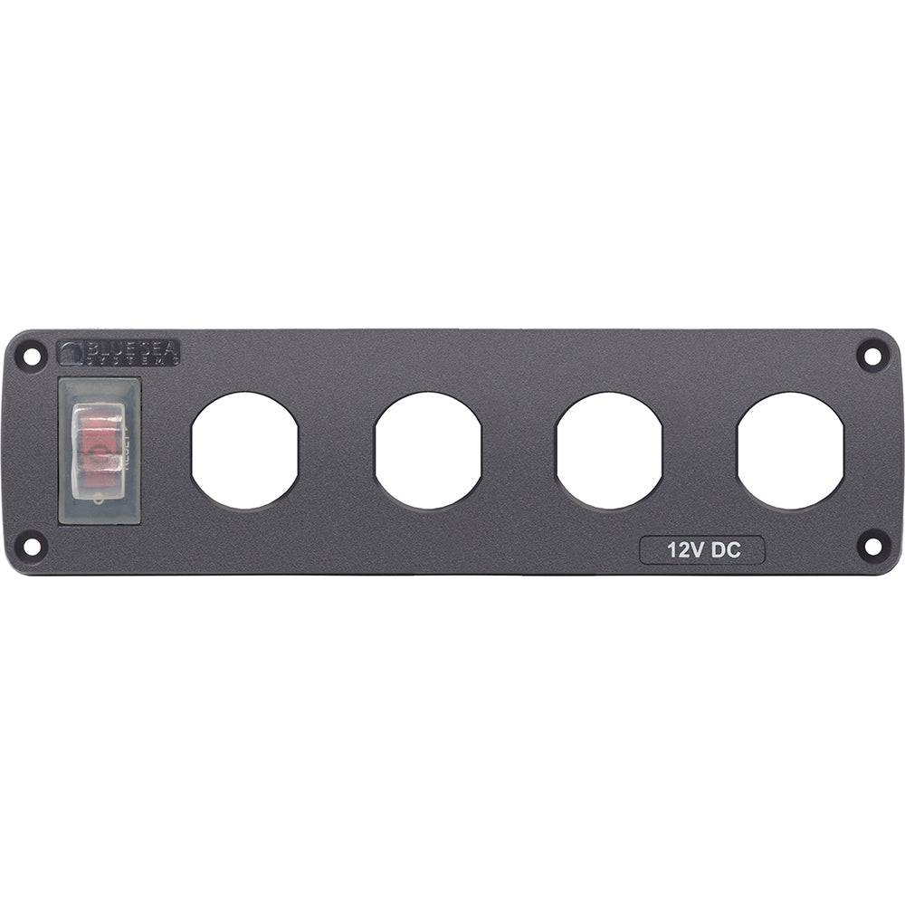 Blue Sea Water Resistant USB Accessory Panel - 15A Circuit Breaker, 4x Blank Apertures [4369] - Twin Screws Marine Service